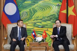 Le président du Front de la Patrie du Vietnam reçoit son homologue lao