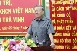 Le président Tô Lâm s'exprime lors d'une séance de travail avec les autorités de la province de Tra Vinh. Photo: VNA