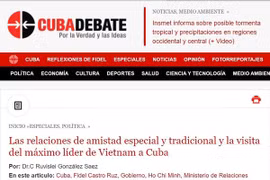 L'article publié dans le journal électronique CubaDebate. Photo: VNA