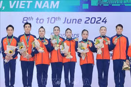 Le Vietnam en tête du classement à la 9e édition des Championnats d’Asie de gymnastique aérobic. Photo: VNA