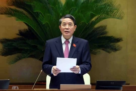 Le vice-président de l'Assemblée natonale Nguyen Duc Hai préside la séance de débat du développement socio-économique et du budget d’Etat. Photo: VNA