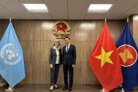 L'ambassadeur Dang Hoang Giang, chef de la Mission permanente du Vietnam auprès des Nations Unies (ONU) (droite) et Julie Bishop, envoyée spéciale du secrétaire général de l'ONU pour le Myanmar. Photo: VNA