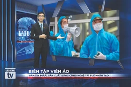 Un éditeur virtuel créé par la technologie d’IA pour le bulletin télévisé du "Lao Dông". Photo : LD