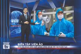 Un éditeur virtuel créé par la technologie d’IA pour le bulletin télévisé du "Lao Dông". Photo : LD