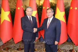 Le secrétaire général et président Tô Lâm (à gauche) et le Premier ministre chinois Li Qiang. Photo : VNA