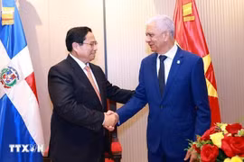 Le Premier ministre Pham Minh Chinh (à gauche) et le président du Sénat de la République dominicaine Ricardo de los Santos Polanco. Photo : ANV