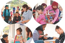 Consultations médicales régulières en faveur des enfants dans le dispensaire de la commune de Giàng Chu Phin, à Hà Giang (Nord). Photo : VNA