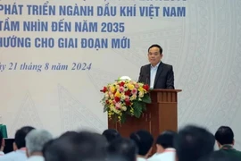 Le président de la Commission économique du Comité central du Parti et vice-Premier ministre Trân Luu Quang lors de la conférence. Photo: VNA