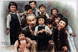 Une œuvre sur le président Hô Chi Minh réalisée par l’artiste Dào Trong Ly, un Vietnamien résidant en Thaïlande.. Photo: CPV