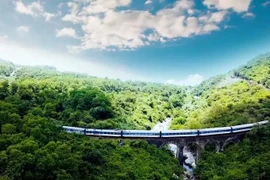 Un train Thông Nhât traversant le col des nuages à Dà Nang. Source: Centre d'information touristique