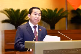 Le président de la Commission financière et budgétaire de l’Assemblée nationale, Lê Quang Manh présente un rapport d’explication sur le projet de résolution de l’Assemblée nationale sur le pilotage de mécanismes et de politiques spécifiques pour le développement de la province de Nghê An. Photo : VNA