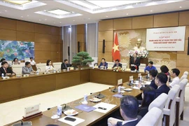 Le vice-président de l’Assemblée nationale Nguyên Duc Hai s’exprime lors de la rencontre avec les jeunes entrepreneurs exemplaires de 2024. Photo: VNA