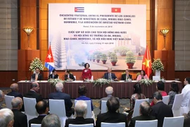 Le dirigeant cubain Miguel Díaz-Canel Bermúdez rencontre des amis vietnamiens
