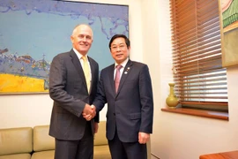 Le ministre de l'Information et de la Communication Nguyen Bac Son et le ministre australien des Communications Malcolm Turnbull. (Source: VNA) 