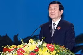 Le président Truong Tan Sang lors de la cérémonie célébrant le 40e anniversaire de la victoire de ''Hanoi-Dien Bien Phu aérien'' (Photo: Nguyen Khang/AVI)