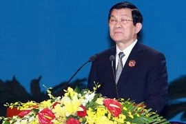 Le président Truong Tan Sang lors de la cérémonie célébrant le 40e anniversaire de la victoire de ''Hanoi-Dien Bien Phu aérien'' (Photo: Nguyen Khang/AVI)
