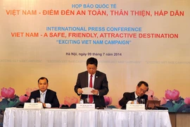 Conférence de presse internationale destinée au lancement de la campagne nationale de promotion du tourisme, 9 juillet à Hanoi. (Source : VNA)
