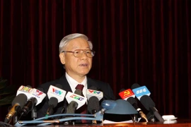 Le secrétaire général PCV, M. Nguyen Phu Trong au 9e Plénum du Comité central du PCV. (Photo: Tri Dung/VNA)