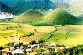 Une vue générale de la «Montagne doublée de la Fée» à Hà Giang. Photo : Internet