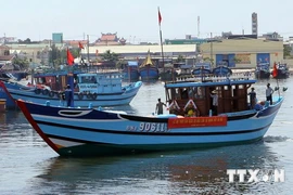 Un navire de pêche des pêcheurs vietnamiens mis à flot à Da Nang. Photo : VNA