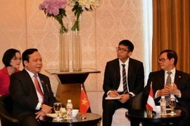 Le vice-président de l'Assemblée nationale Huynh Ngoc Son (gauche) et le vice-président du Conseil représentatif du peuple indonésien Promono Anung Wibowo. (Source: VNA)