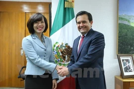 L'ambassadeur du Vietnam au Mexique, Mme Le Linh Lan, et le ministre mexicain de l'Economie, Ildefonso Guajardo Villarreal. Source: VNA