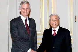Le prince héritier belge Philippe reçoit le secrétaire général du Parti communiste du Vietnam Nguyen Phu Trong. (Photo: Tri Dung/AVI)