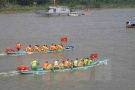 Course de bateaux dans la fleuve Ma. Photo: VNA