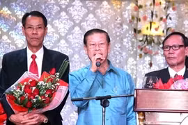 Le vice-Premier ministre laotien, M. Somsavat Lengsavath à la fête du Nouvel an lunaire du Serpent à Xieng Vang (Photo: Hoang Chuong/AVI).