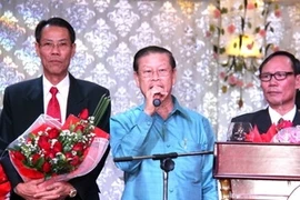 Le vice-Premier ministre laotien, M. Somsavat Lengsavath à la fête du Nouvel an lunaire du Serpent à Xieng Vang (Photo: Hoang Chuong/AVI).
