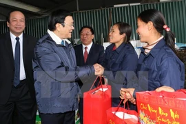 Le président Truong Tan Sang se rend à Hung Yen et Ha Nam pour formuler ses vœux du Tet