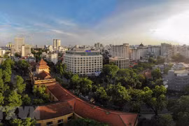 Le bâtiment de l'Agence vietnamienne d'information vu d'en haut