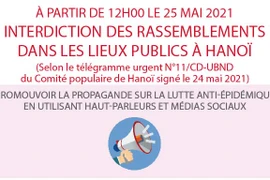 COVID-19: Interdiction des rassemblements dans les lieux publics à Hanoï