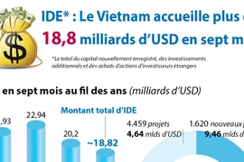 IDE : Le Vietnam accueille plus de 18,8 milliards d’USD en sept mois