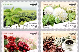 Émission d'une collection de timbres au parfum de café