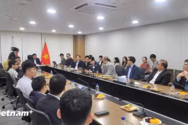 La séance de travail entre le ministre du Plan et de l'Investissement Nguyen Chi Dung et le Réseau d'innovation vietnamien en République de Corée. Photo: VNA