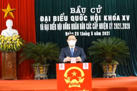 Le président de l’AN Vuong Dinh Huê vote à Hai Phong