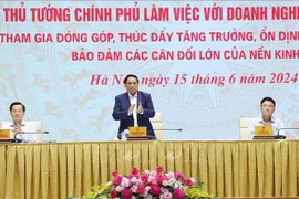 Le Premier ministre Pham Minh Chinh à la conférence du Premier ministre avec les entreprises publiques. Photo : VNA