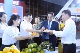 Des délégués à la Foire commerciale internationale Vietnam-Chine 2023 dans la ville de Lao Cai. (Photo : AVN)