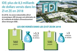 IDE: plus de 8,3 milliards de dollars versés dans les ZI et ZE en 2018