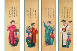 Des peintures folkloriques exposées au Musée des beaux-arts à Hanoï