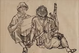 Des œuvres typiques de l’exposition « Mémoires sur la piste Truong Son »