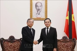 Le vice-Premier ministre Tran Luu Quang (droite) et son homologue singapourien Gan Kim Yong. Photo: VNA