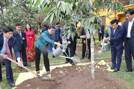 La présidente de l'AN plante un arbre dans la zone commémorative du Président Hô Chi Minh