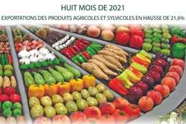 Exportations des produits agricoles et sylvicoles en huit mois 2021