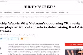 Un journal indien souligne l’importance du 13e Congrès du Parti du Vietnam
