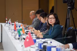 Une délégation de l'Agence vietnamienne d'Information (VNA), dirigée par sa directrice générale adjointe Doan Thi Tuyet Nhung, a assisté à la 53e réunion du Conseil exécutif de l'Organisation des agences de presse d'Asie-Pacifique (OANA) à Moscou le 15 septembre. Photo : VNA