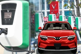 Une borne de recharge de VinFast à Hanoi. (Photo gracieuseté de cartimes.vn)