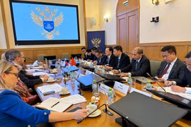 Lors de la séance de travail entre le ministère vietnamien des Sciences et des Technologies et le ministère russe des Sciences et de l'Enseignement supérieur. Photo : VNA