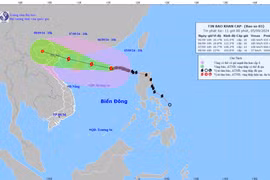 La trajectoire prévue du typhon Yagi (Source : Centre national de prévision hydrométéorologique)